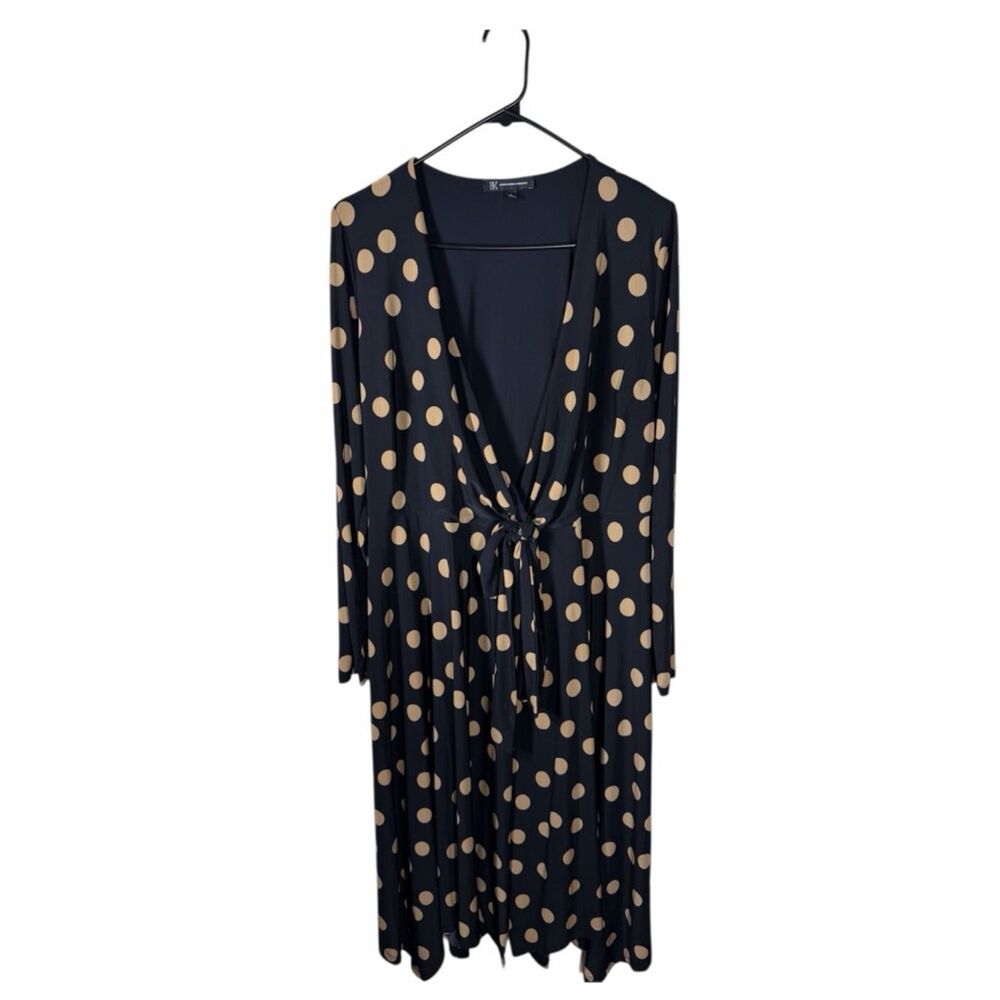 INC international Concepts Black And Tan Polka Dot Wrap Dress Size  Small